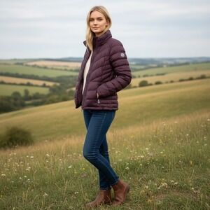 Michael Kors Packable Down Fill Puffer Jacket Plum Purple Womens Size S